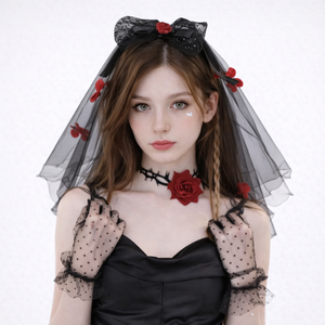 2025 Halloween Rose nœud papillon Tulle pinces à cheveux pour filles lumineux diable effrayant alligators pour femmes dames cheveux accessoires - Product Image 2