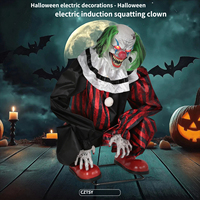 Décoration d'Halloween : Clown Fantôme Effrayant Animé à Détection de Mouvement, Accessoire Suspendu pour Maison Hantée, Décoration Horreur pour Jardin