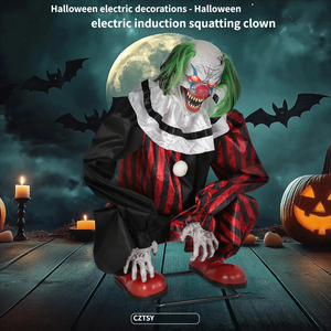 Décoration d'Halloween : Clown Fantôme Effrayant Animé à Détection de Mouvement, Accessoire Suspendu pour Maison Hantée, Décoration Horreur pour Jardin - Product Image 3