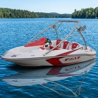 Perahu Mini Fiberglass 4 Kursi Panjang 4.6m, Speedboat Olahraga Air, Mesin Tempel 60hp, Perahu Selancar, Kapal Pesiar Sport, Bersertifikat CE