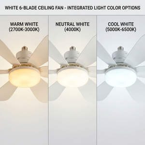 Ventilateur de plafond moderne à 6 pales avec télécommande, LED dimmable E26/E27 pour chambre à coucher - Product Image 3
