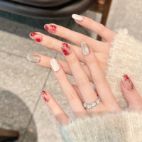 Diseño #43 #46 Venta al por mayor personalizado hecho a mano 10PCs Press on Nails Set con paquete de herramientas Glitter Cat Eye Flower Nail Art para el verano