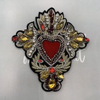 En gros À La Main Perlé Coeur Cristal Appliques pour Vêtements Strass Fait Patchs