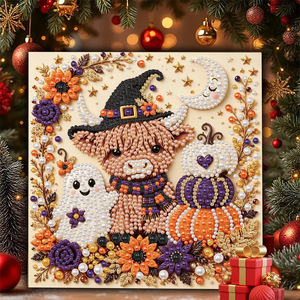 Kit Pittura Diamante a Forma Speciale di Halloween con Cornice in Legno, Strega e Zucca, Arte Diamantata Fai da Te per Decorazione Murale Domestica - Product Image 2