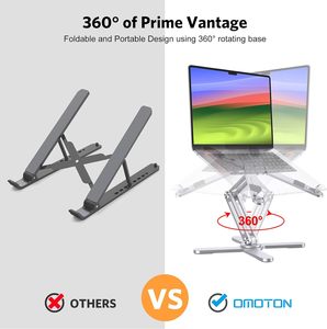 Soporte para portátil con ángulos de altura ajustables ergonómicos, elevador de portátil plegable giratorio de 360 pulgadas para escritorio, soporte plegable para portátil - Product Image 2