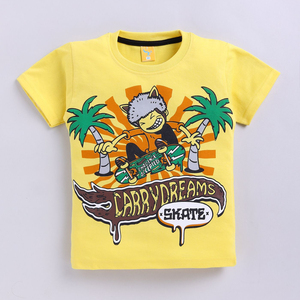 เสื้อยืดเด็กผู้ชายพิมพ์ลายสเก็ตบอร์ด ผ้าฝ้าย ใส่สบาย ระบายอากาศได้ดี เหมาะสำหรับฤดูร้อน แขนสั้น สไตล์ลำลอง - Product Image 1