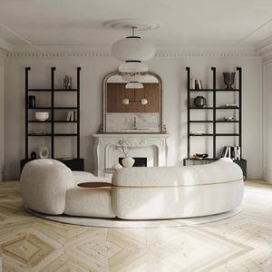 Canapé en forme de haricot à trois places, moderne, minimaliste, incurvé, en velours, extensible et pliable, de style nordique, en vente chaude - Product Image 3