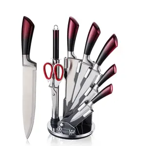 Set di coltelli da cucina in acciaio inossidabile 3cr13 da 8 pezzi con supporto rotante