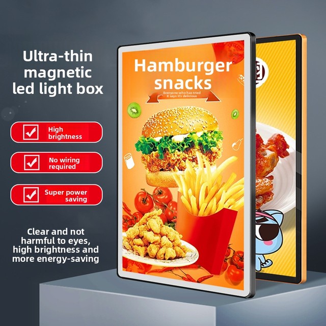 Magnetic Suction Aluminum Alloy LED Advertising Light Box Elevator Poster Frame Commercial Place Handmade Bright