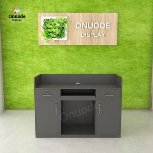Custom Modern Wooden Reception Desk Cashier <b>Counter</b> | Retail Boutique <b>Checkout</b> <b>Counter</b> | Cash Register Display Showcase - Product Image 5