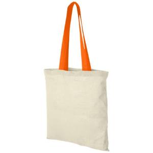 Bolsa de Compras Personalizable con Asa de Color, 100g, Lona Naranja Natural, Promocional, Casual, Cuadrada, Cosida en Italia - Product Image 1