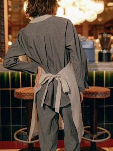 Stone Washed Breathable Eco-Friendly <b>Cooking</b> Reversible Linen Sleeveless <b>Apron</b> with Pockets Handmade Tie Back Color Block Design - Product Image 1