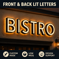 Lettres rétroéclairées en acier inoxydable Halo Lit, logo 3D personnalisé en LED pour la publicité, façade de bâtiment, réception de bureau, centre commercial, extérieur