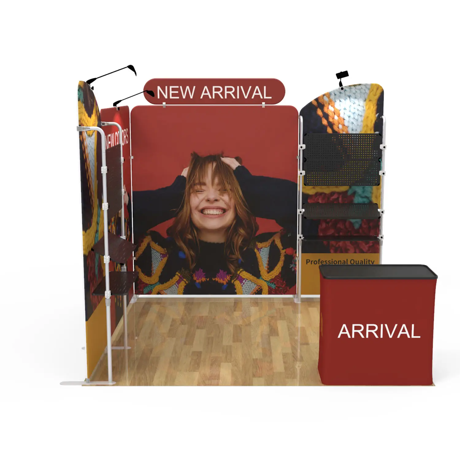 Best price custom logo 10*10 trade show booth with shelves for display products
