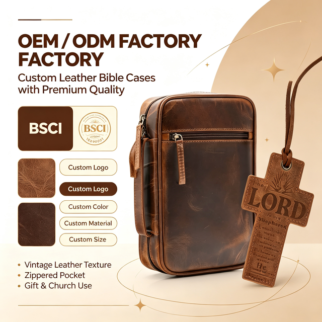 Custom Christian Religious Gifts Small Book Carrying Case Leather Bible for Men Women Cover Bible Case