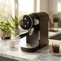 Machine à expresso tactile ronde AZ-EM1512B en promotion, machine à café semi-automatique pour la maison avec fonction pré-infusion pour les magasins physiques