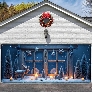 Striscione Rosso per Porta del Garage 'Buon <span class=keywords><strong>Natale</strong></span> <span class=keywords><strong>e</strong></span> <span class=keywords><strong>Felice</strong></span> <span class=keywords><strong>Anno</strong></span> <span class=keywords><strong>Nuovo</strong></span>' con Fiocchi di Neve, Personalizzabile per Interni ed Esterni - Product Image 4