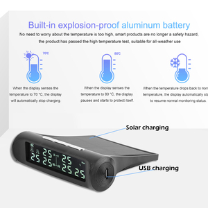Thông Minh Xe TPMS Lốp Áp Suất Giám Sát Hệ Thống Năng Lượng Mặt Trời Điện Kỹ Thuật Số TMPS <span class=keywords><strong>LCD</strong></span> Hiển Thị USB An Ninh Tự Động Báo Động Cảm Biến Áp Suất Lốp - Product Image 6