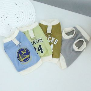 Pet Ice Silk Sports Jersey For Dogs And Cats With Leash Buckle <b>Small</b> Pet Clothing Summer Cooling Vest Light Green Gray Blue - Product Image 2