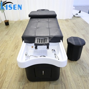 เตียงสระผม Kisen Black Shampoo Bed Top Design สำหรับร้านเสริมสวย พร้อมฟังก์ชั่นนวดศีรษะและสปาผม เฟอร์นิเจอร์สำหรับสระผม เครื่องบำบัดแบบญี่ปุ่น ลดราคา - Product Image 5