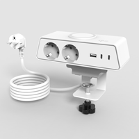 OMNI Desk Clamp Socket Strip avec Qi Charger Pince réglable Prise de courant pour les environnements de bureau et les tables de conférence