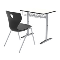 Ensemble de bureau d'école en plastique moderne et durable et chaise ergonomique avec design double face, empilable, utilisation multi-scènes