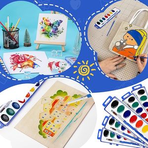 Lot de peintures aquarelles en vrac, 8 couleurs de peintures aquarelles avec pinceau, ensemble de peintures aquarelles lavables pour enfants pour les fêtes - Product Image 4