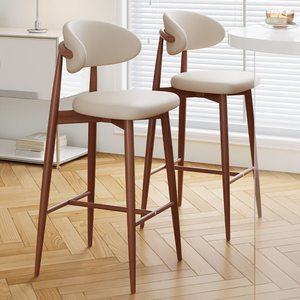 Silla de Barra Retro Nórdica, Económica, de Madera <span class=keywords><strong>y</strong></span> Metal con Respaldo de Cuero, Moderna <span class=keywords><strong>y</strong></span> Lujosa, <span class=keywords><strong>para</strong></span> Cocina, Taburete Alto <span class=keywords><strong>para</strong></span> Barra de <span class=keywords><strong>Bar</strong></span> - Product Image 6