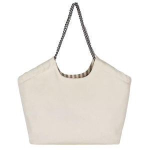 Bolsa de playa reutilizable con logotipo personalizado, bolsa de compras de lona de algodón con asa, impresa con logotipo personalizado. - Product Image 4