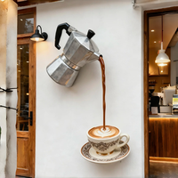 Sculpture de café en fibre de verre sculptée, design moderne de luxe, écologique et personnalisée, pour l'aménagement de café