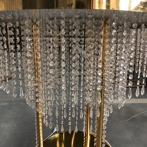 ROCAN-Table <span class=keywords><strong>ronde</strong></span> à gâteau en cristal doré avec lumière LED, support à gâteau bon marché, table de réception de mariage - Product Image 3