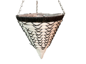 Maceta Colgante de Mimbre Tejida a Mano en Forma de Cono, Negra y Blanca, con Forro y Cadenas, <span class=keywords><strong>para</strong></span> Decoración de Jardín, Balcón o Exterior - Product Image 1