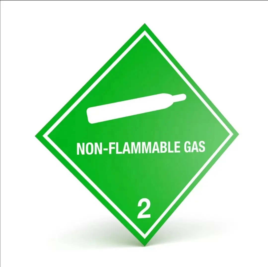 D.O.T. Label. 4" Square DOT Hazard Class 2 labels. DOT Class 2 Non-Flammable Gas Symbol. Dangerous Goods Shipping Label.