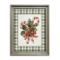 Décoration Murale Encadrée Thème Noël Campagnard, Motif Aquarelle à Carreaux Buffalo, Impression Festive, Décoration Murale en Bois pour Café, Maison, Magasin