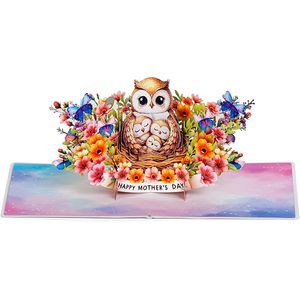 Owl Pop Up Mother's Day Card 3D Flowers Greeting Card for Mum Wife <b>Sister</b> Girl Birthday Valentine - Product Image 2