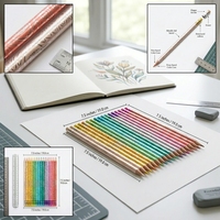 Crayons de couleur effaçables à mine souple de qualité supérieure de 7 pouces, 12 couleurs, crayons de couleur en plastique imprimés en rouleau, embouts de dessin, fournitures d'art