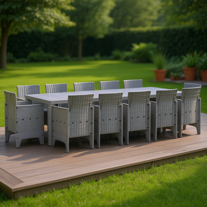 Set da pranzo da giardino antracite e grigio chiaro, 13 pezzi, mobili da esterno resistenti alle intemperie, design contemporaneo per uso in giardino - Product Image 2