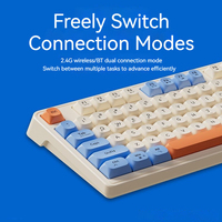 Clavier à membrane sans fil EWEADN V1 98 touches, trois modes 2.4G, Bluetooth, USB, rétroéclairage arc-en-ciel, saisie silencieuse, clavier de bureau et de maison