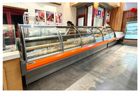 Vitrine réfrigérée commerciale à température unique pour charcuterie, en verre courbé et creux, pour aliments cuits à température constante, écoénergétique