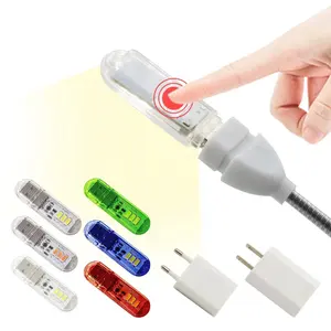 Dokunmatik anahtarı DC5V USB LED Mini kitap ışık 1.5W LED masa okuma lambası kırmızı mavi yeşil beyaz taşınabilir esnek USB LED gece lambası