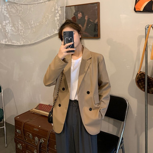 Khaki Blazer For Women Autumn Spring 2025 Casual Elegant Solid Color Design - Product Image 1