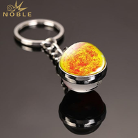 Porte-clés sphérique Planète Galaxie Univers Noble, dôme en cristal double face, thème astronomique, en métal, cadeau