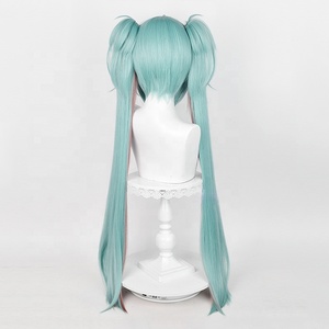 Perruque synthétique <span class=keywords><strong>Miku</strong></span> Rascal en gros, 100 cm, longue, bouclée, couleurs mélangées, pour <span class=keywords><strong>cosplay</strong></span> d'anime, Halloween, fête, Vocaloid, avec queues de cheval - Product Image 5