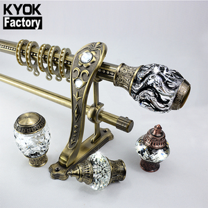 Ensemble de tringles à rideaux en métal au prix d'usine, 28/19 mm, couleur plaquée, tubes à rideaux, doubles tringles à rideaux et accessoires pour la maison - Product Image 1
