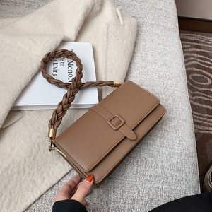 Ladies' Simple Fashion Luxury Handbag PU Material With Twine <b>Shoulder</b> <b>Straps</b> Lightweight for Travel All Seasons Tanjing - Product Image 1