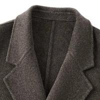 Manteau en Laine Croisé de Haute Qualité pour Homme, Longueur Mi-Longue, Col Cranté, Veste d'Hiver Formelle et Habillée, Coupe Ajustée