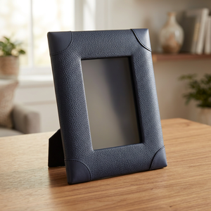 Cadre photo élégant en cuir bleu, rectangulaire, vertical, pour table, finition durable, décoration intérieure, cadeau, design unique, prix bas - Product Image 1
