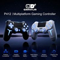Manette de jeu sans fil pour PS4 avec lumière RVB, double vibration, six axes, compatible PC et Steam