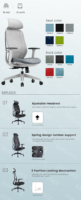Chaise de bureau pivotante réglable en hauteur, inclinable, avec dossier mi-haut en mesh, chaise de bureau ergonomique pivotante
