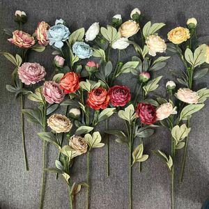 Haute qualité Faux Artisanat <span class=keywords><strong>Pivoine</strong></span> <span class=keywords><strong>Bouquet</strong></span> 3 têtes <span class=keywords><strong>Peinture</strong></span> À L'huile Rétro Rose Mariage Maison <span class=keywords><strong>De</strong></span> Luxe Faux <span class=keywords><strong>Pivoine</strong></span> Artificielle - Product Image 1